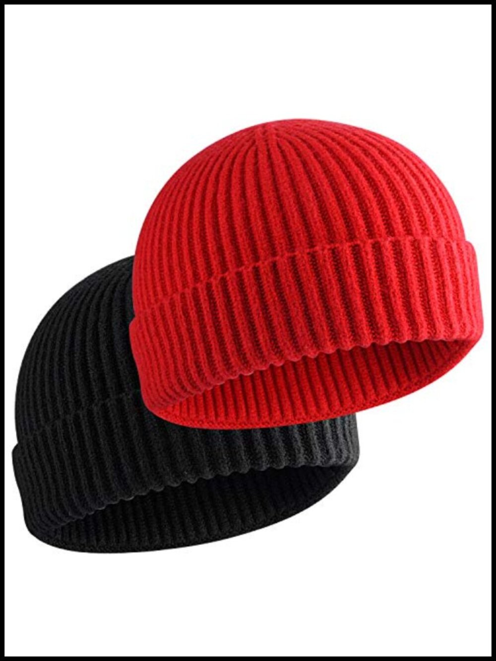 50% Wool Knit Fisherman Beanie Short Cuffed Skullcap Warm Winter Hat
